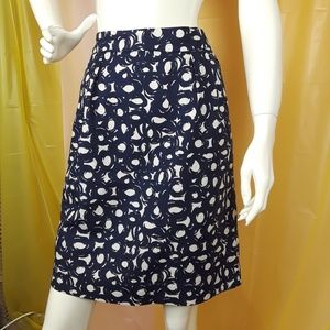 Boden Navy and White Mini Skirt